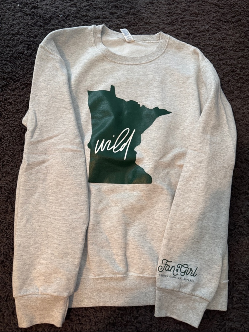 Gray Sweatshirt with Dark Green Minnesota 'Wild' Graphic